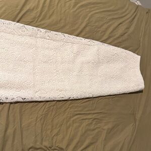 Abercrombie & Fitch White Floral Lace Midi Skirt